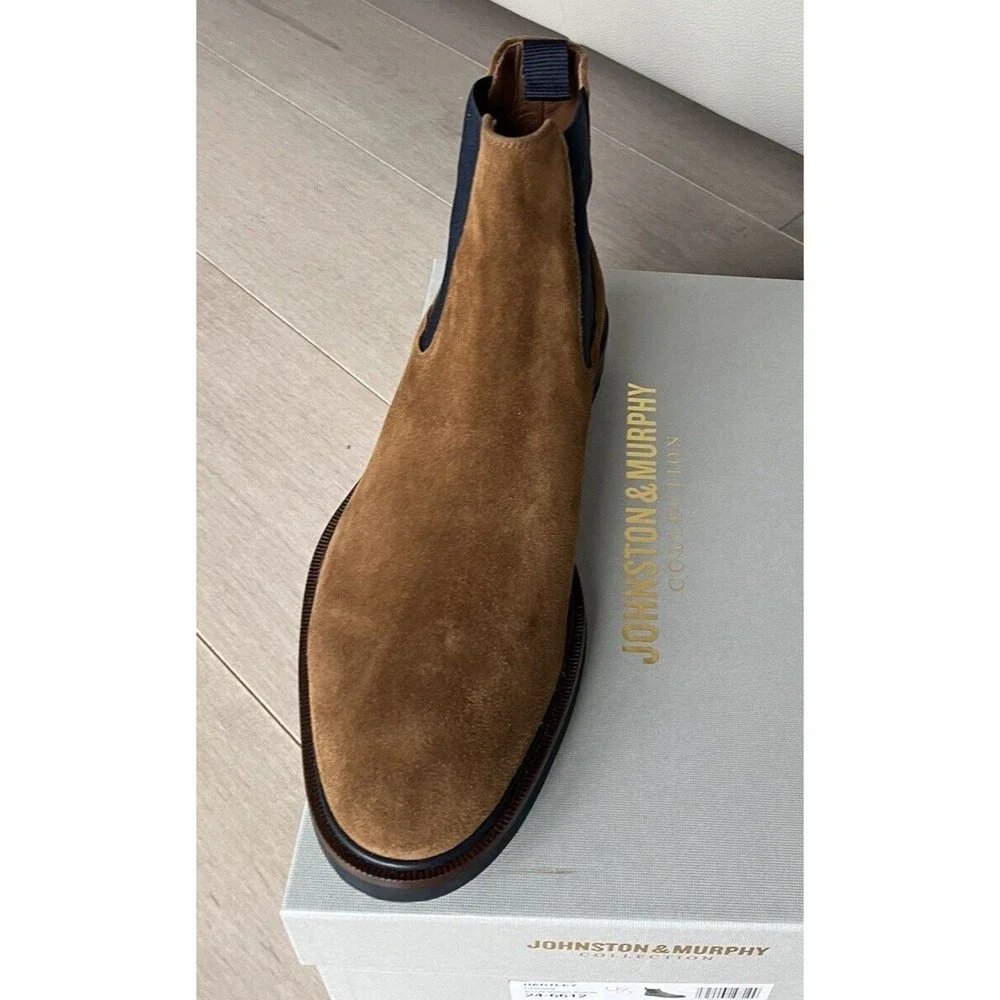 New Johnston & Murphy Collection Hartley Chelsea Boot Suede Leather 12 M Italy